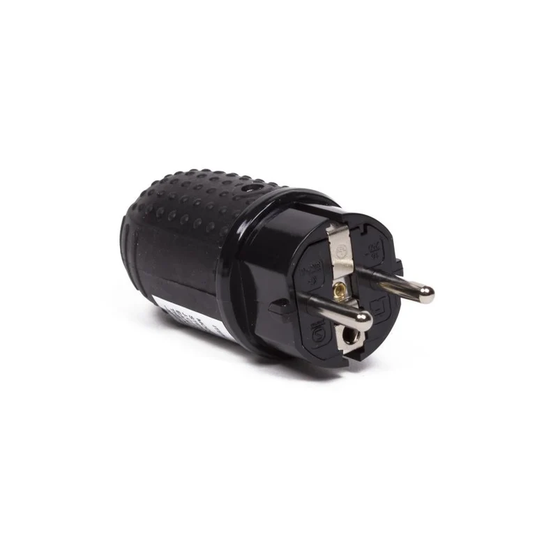 Benson Rubberen Stekker met Randaarde – IP44 – Zwart – 3500 Watt