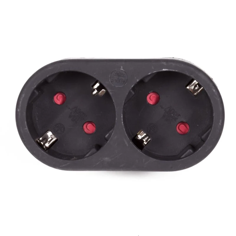 Benson Horizontale Stopcontactsplitter – 2-weg – met Randaarde & Kinderbeveiliging – Zwart