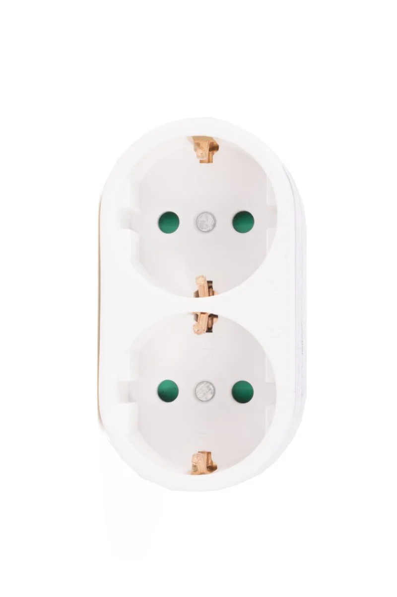 Benson Stekker Duo Verloop – Verticaal – 2 x Randaarde – Wit