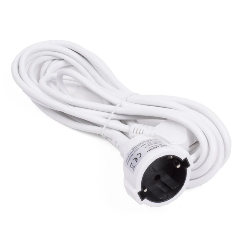 Benson Verlengsnoer – 1-voudig – Randaarde – 5 meter – Wit