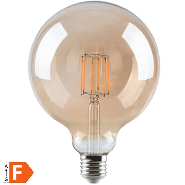 Benson Retro LED Filament Globe – G125 – 4W – E27 – Amber – Dimbaar