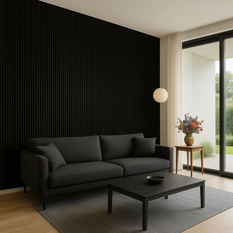 Suède Akoestisch Wandpaneel – Zwart – 280 x 60 cm
