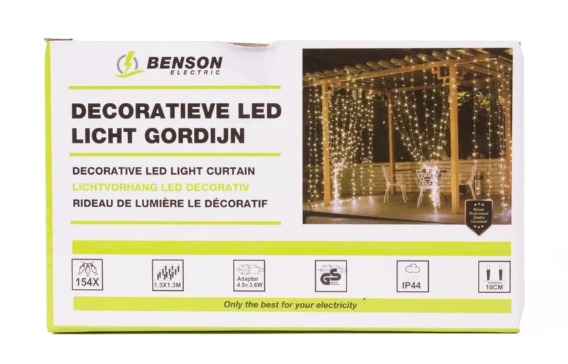 Benson LED Lichtgordijn – 154 Warm Witte LEDs – 1,5 x 1,3 Meter – IP44