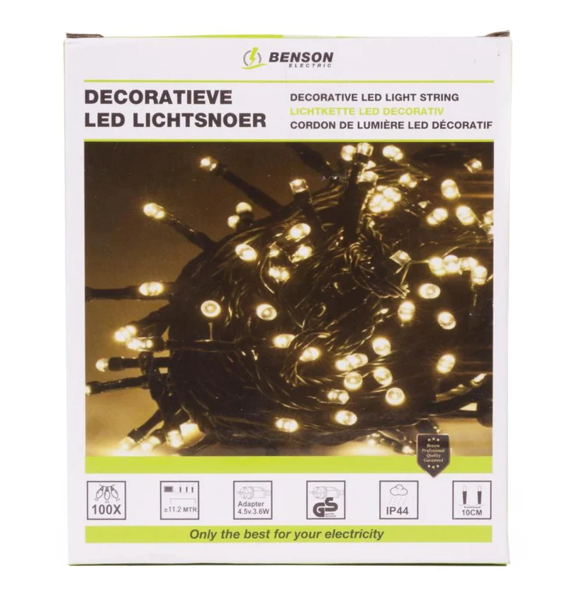 Benson LED Deco Lichtsnoer – 100 LEDs – 11,2 Meter – Warm Wit
