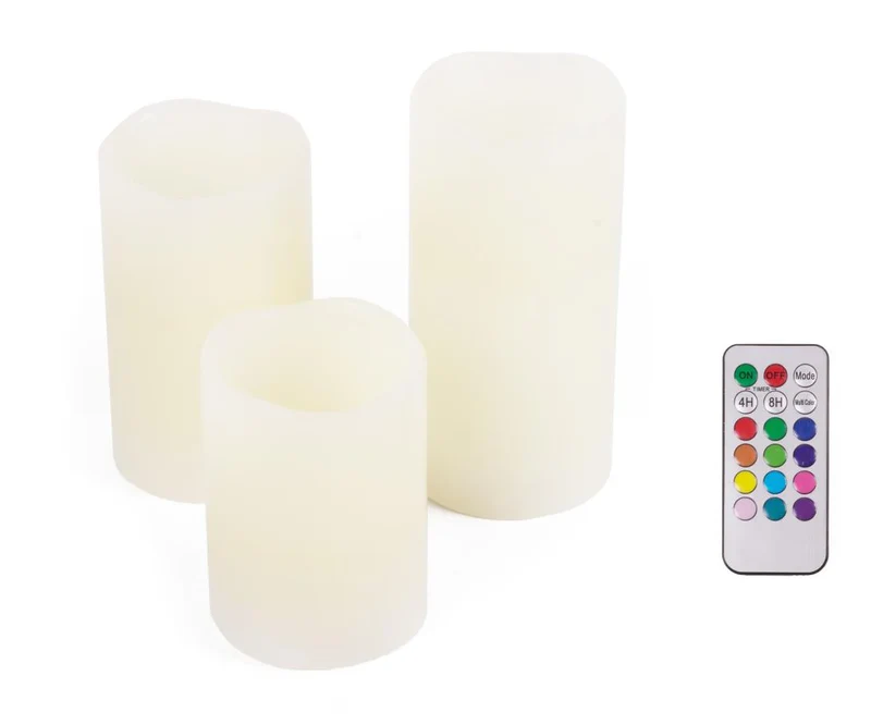 Benson LED Kaarsenset – 3 Stuks – RGB – Echte Was – Met Afstandsbediening