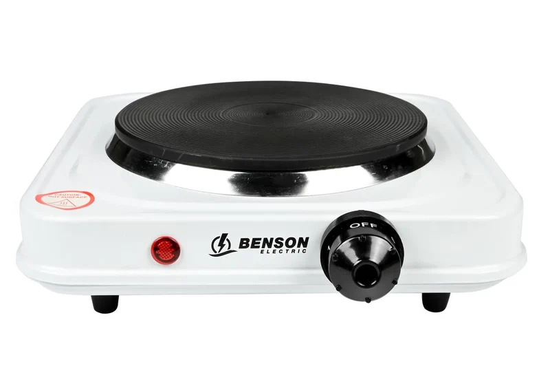 Benson Enkele Elektrische Kookplaat - 1000W - 5 Standen - Wit - Ø 15 cm