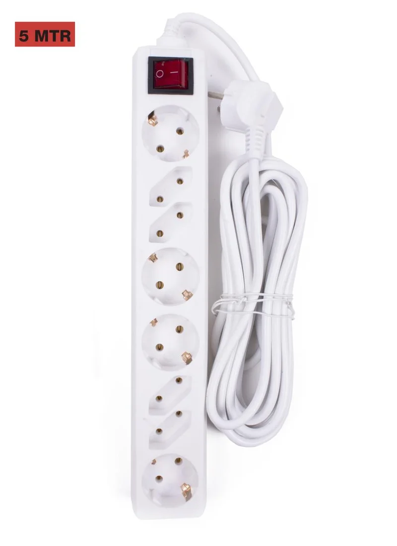 Benson Stekkerdoos met Schakelaar – 8-voudig – 5 meter – Randaarde – Wit