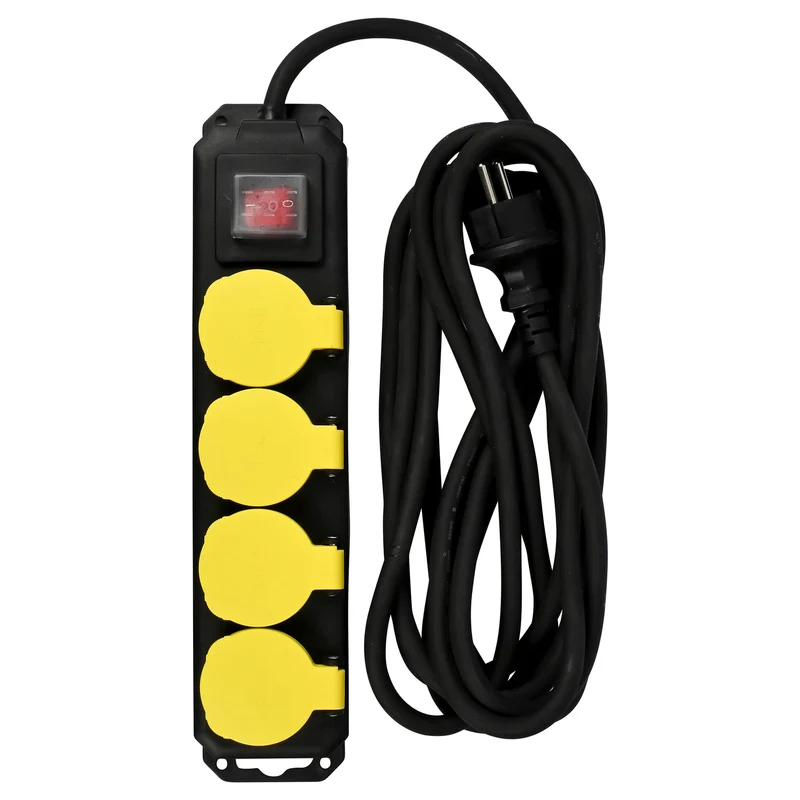 Benson Spatwaterdichte Stekkerdoos – 4-voudig – 5 meter – Schakelaar – IP44