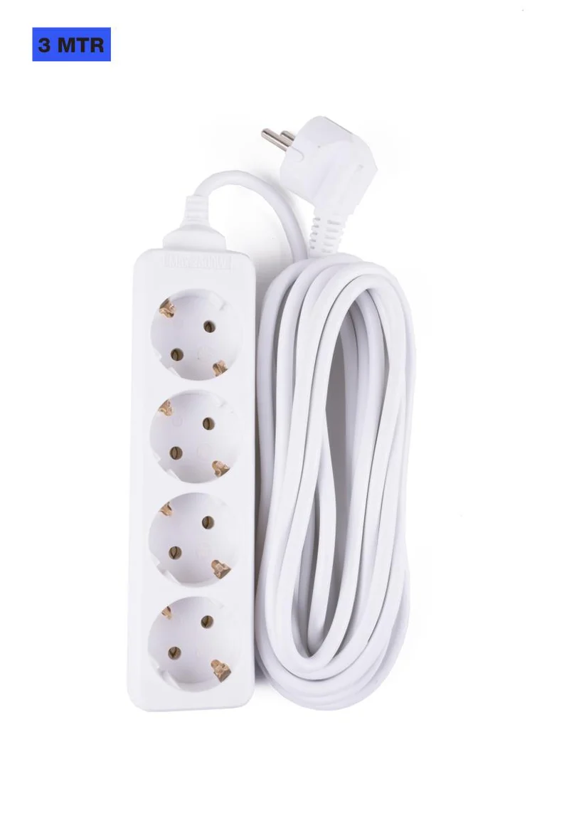 Benson Stekkerdoos – 4-voudig – 3 meter – Randaarde – Wit