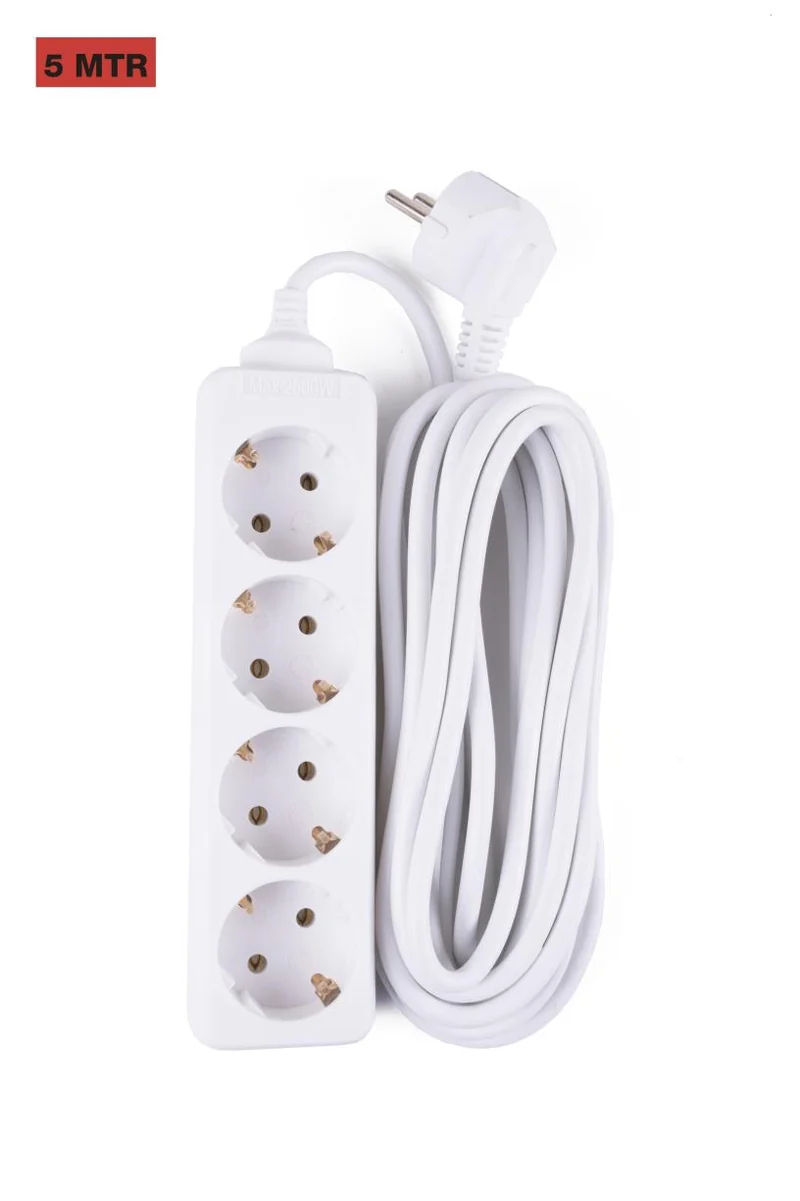 Benson Stekkerdoos – 4-voudig – 5 meter – Randaarde – Wit