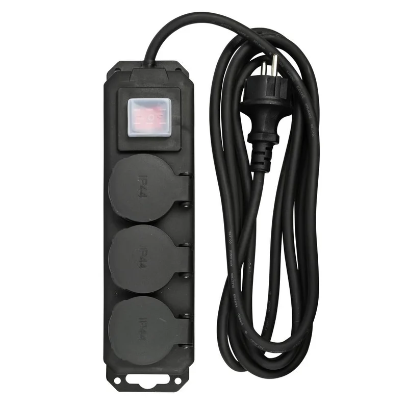 Benson Spatwaterdichte Stekkerdoos – 3-voudig – 3 meter – Schakelaar – IP44