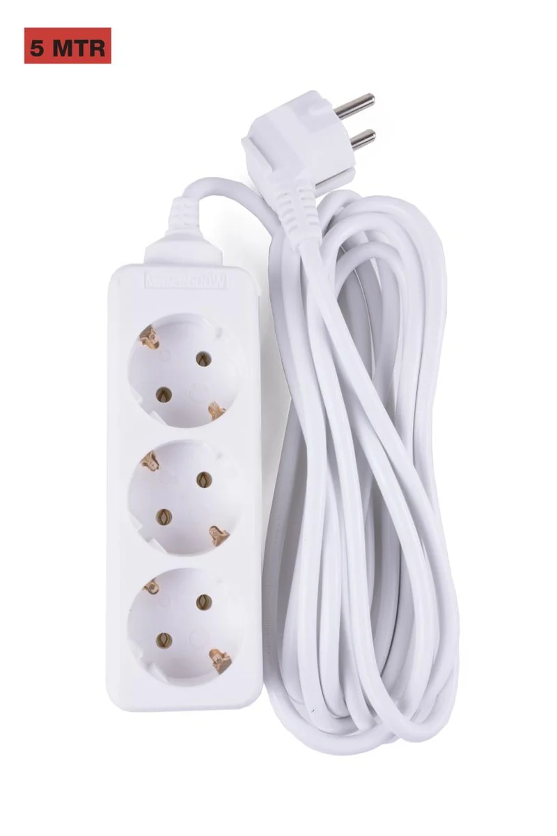 Benson Stekkerdoos – 3-voudig – 5 meter – Randaarde – Wit