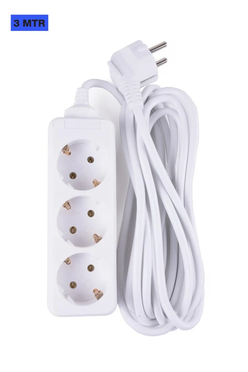 Benson Stekkerdoos – 3-voudig – 3 meter – Randaarde – Wit