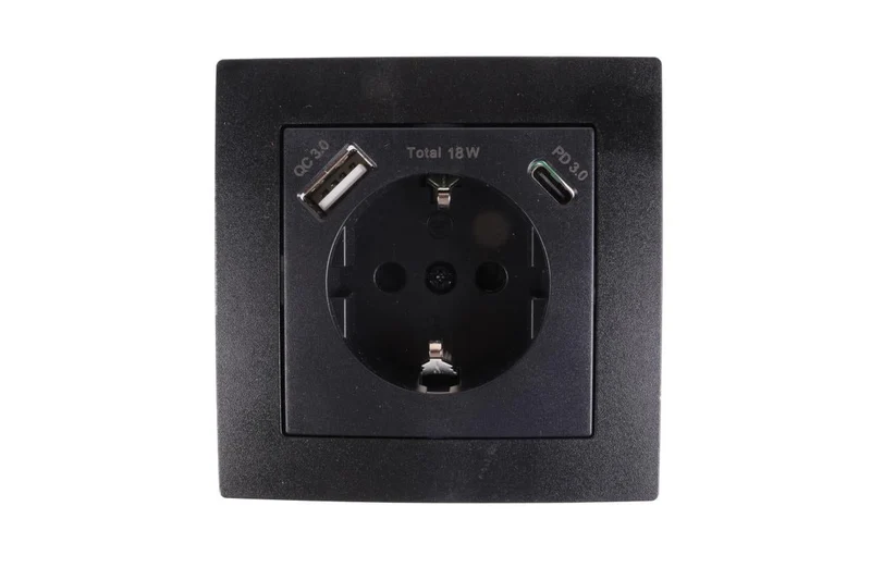 Benson Inbouw Stopcontact met USB-A & USB-C – Randaarde – Zwart