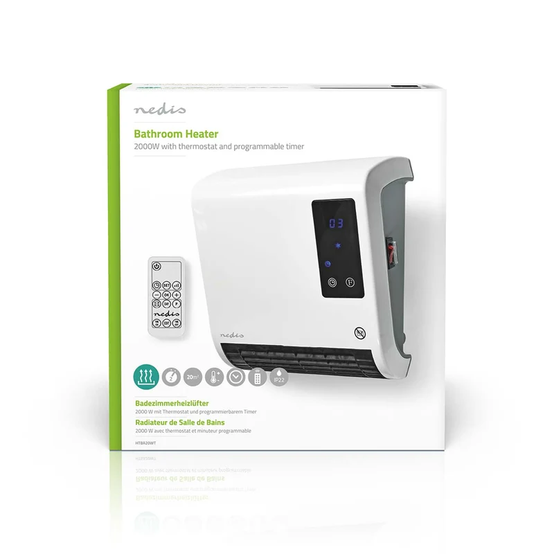 Badkamer verwarming 2000W - Instelbare thermostaat - 2 Verwarmingsmodi