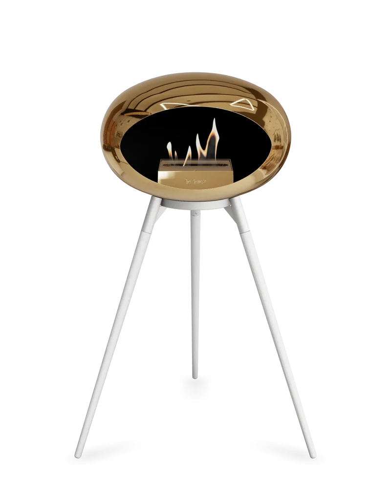 Le feu Bio ethanol haard - Chromed Rose Gold Ground Wood High