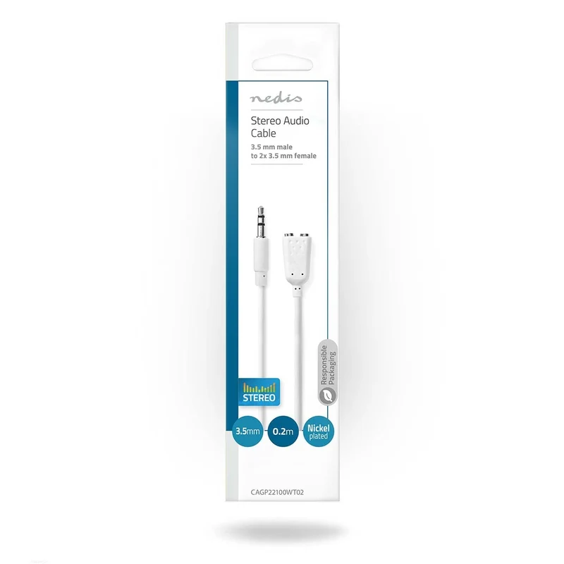 Stereo-Audiokabel 3,5 mm Male - 2x 3,5 mm Female - Vernikkeld