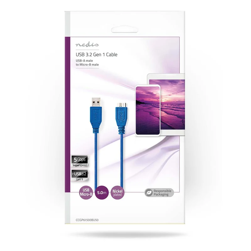 USB-Kabel USB 3.2 Gen 1 - USB-A Male - USB Micro-B Male