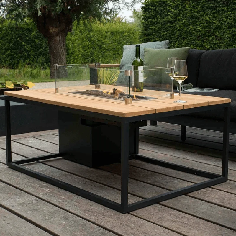 Cosi Fires - Vuurtafel Cosiloft black / teak (120cm)