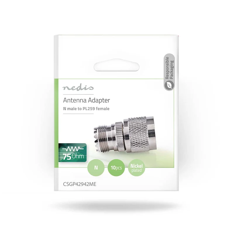 Satelliet- en Antenne-Adapter N-Male - PL259 Female - Vernikkeld