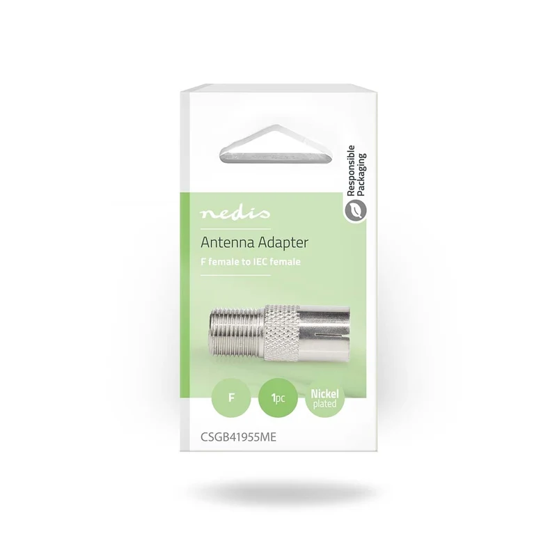 Satelliet- en Antenne-Adapter F-Female - IEC (Coax) Female - Vernikkeld