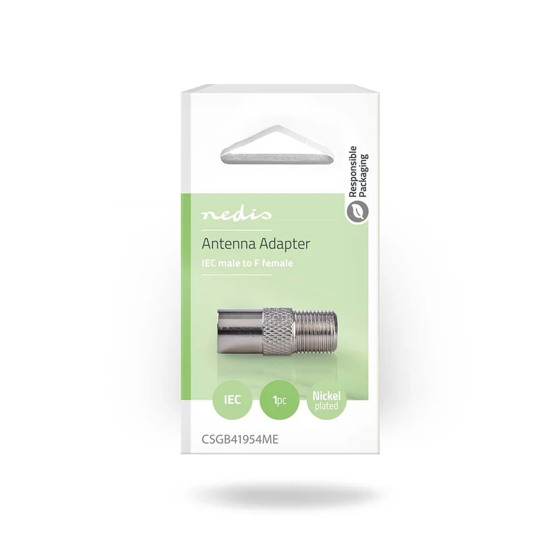 Satelliet- en Antenne-Adapter F-Female - IEC (Coax) Male - Vernikkeld