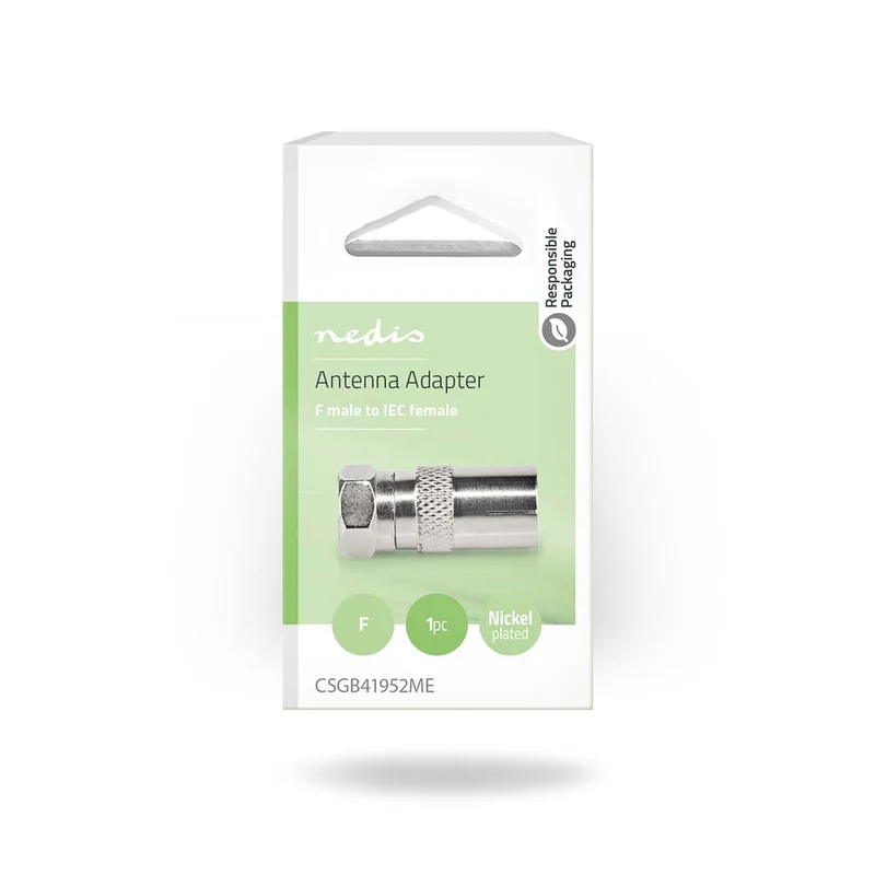 Satelliet- en Antenne-Adapter F-Male - IEC (Coax) Female - Vernikkeld