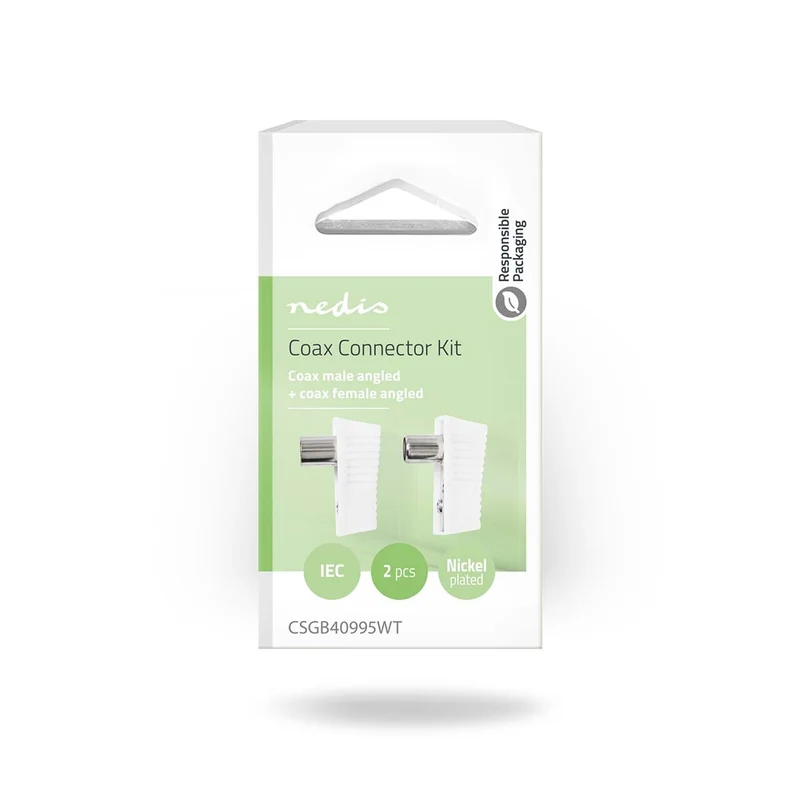 IEC (Coax) Connector Gehoekt - Female / Male - Vernikkeld