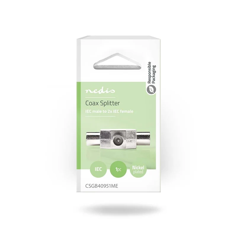 Satelliet- en Antenne-Adapter IEC (Coax) Male - 2x Coax Female - Vernikkeld