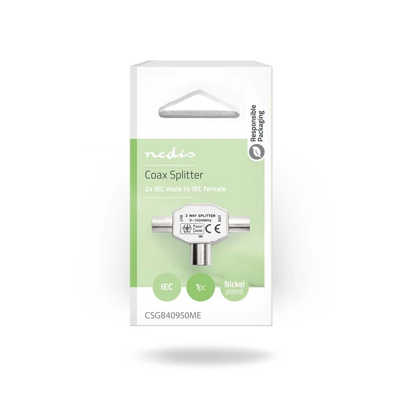 Satelliet- en Antenne-Adapter 2x Coax Male - IEC (Coax) Female - Vernikkeld