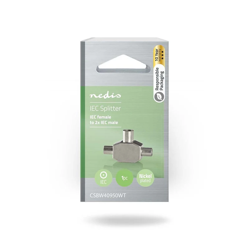 Satelliet- en Antenne-Adapter 2x Coax Male - IEC (Coax) Female - Vernikkeld