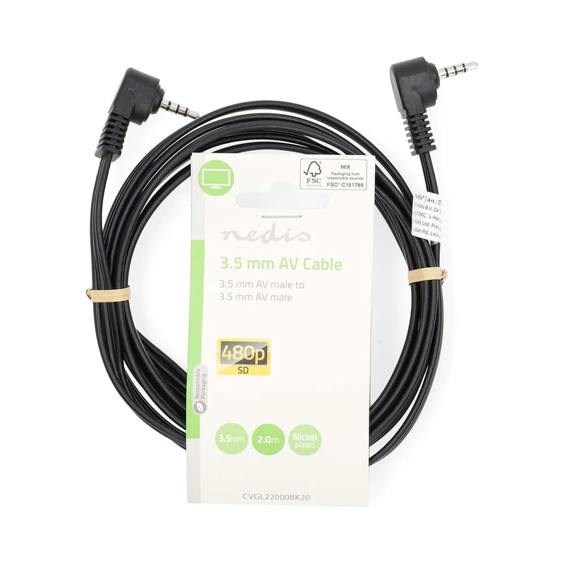 Audio-Videokabel 3,5 mm Male - 3,5 mm Male - Vernikkeld
