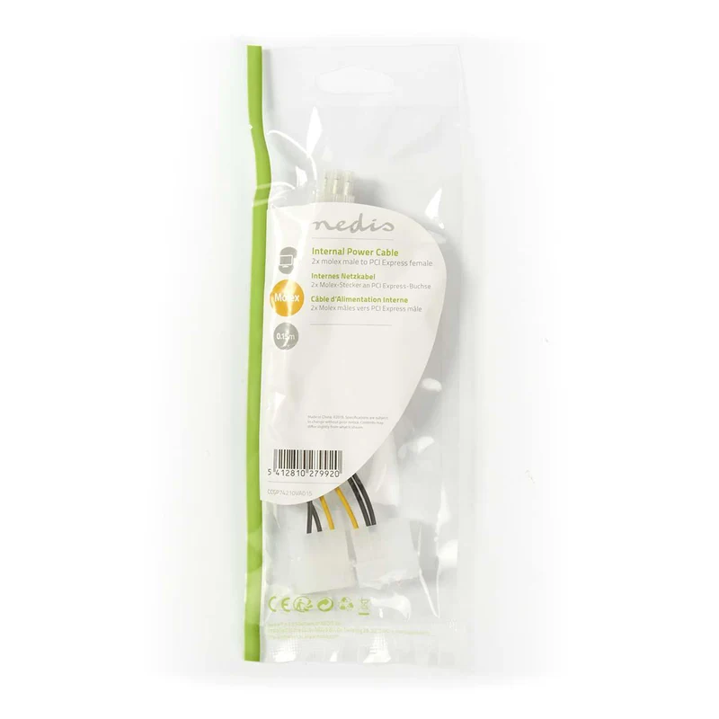 Interne Voedingskabel 2x Molex Male - PCI-Express Female - Verguld