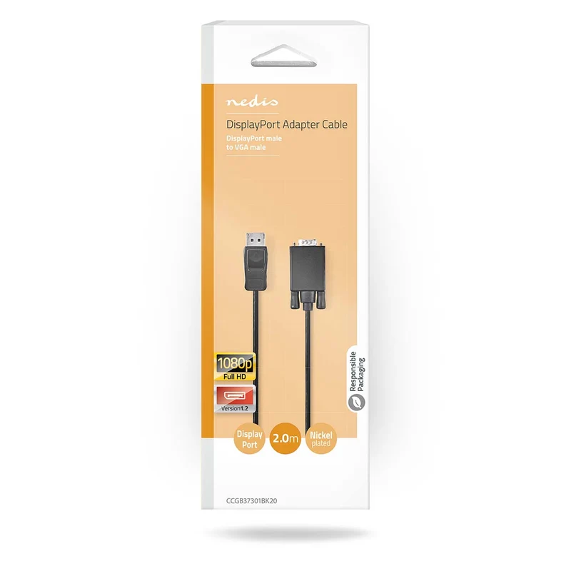 VGA-Kabel DisplayPort Male - VGA Male - Vernikkeld