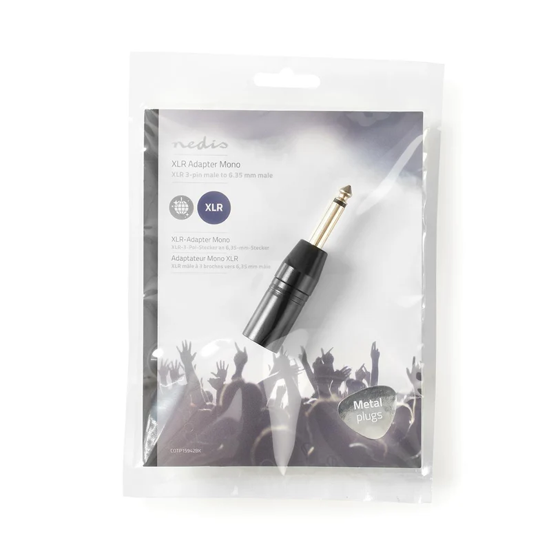 XLR-Adapter XLR 3-Pins Male - 6,35 mm Male - Vernikkeld