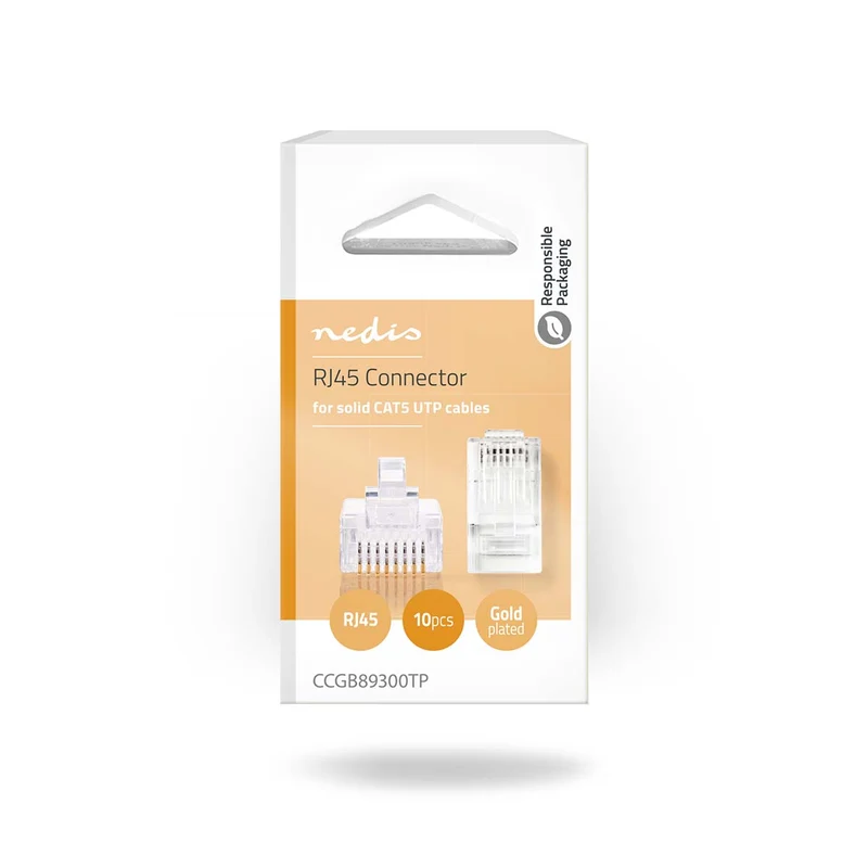 RJ45-Connector Male - Solid UTP CAT5e - Recht