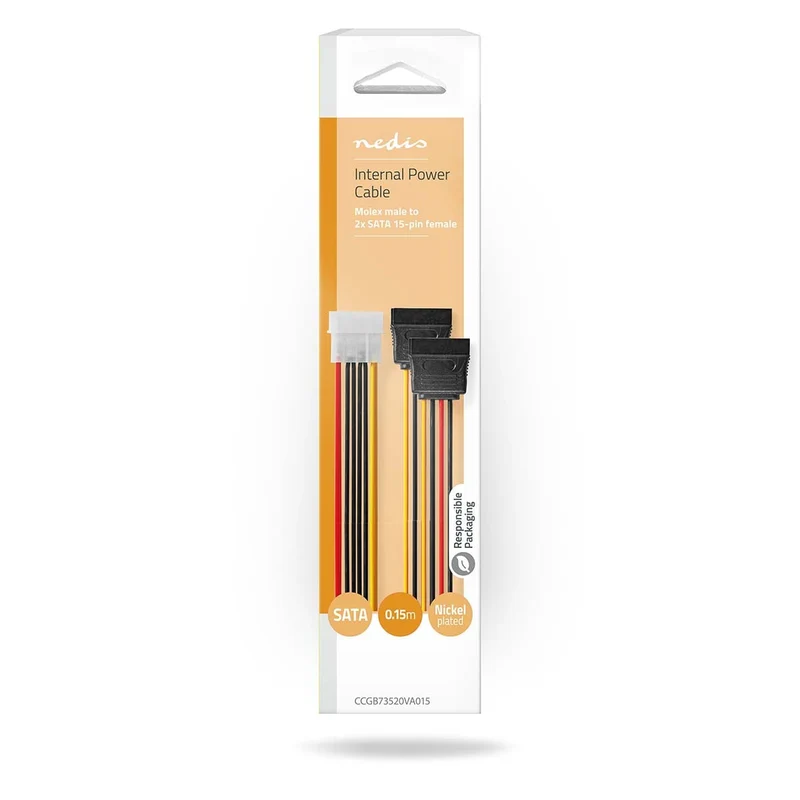 Interne Voedingskabel Molex Male - 2x SATA 15-Pins Female - Verguld