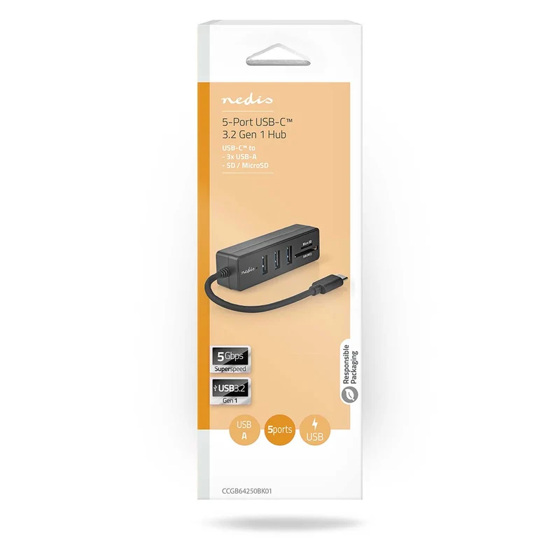 USB-Hub 1x USB-C™ - 3x USB A Female - 5-Poorts poort(en)
