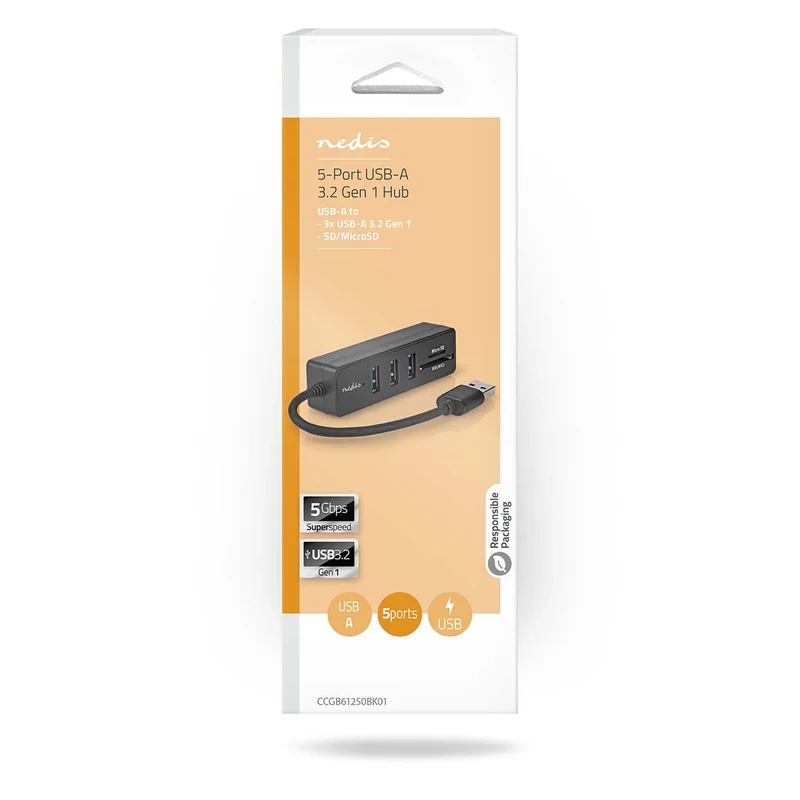 USB-Hub USB-A Male - 3x USB A Female - 5-Poorts poort(en)