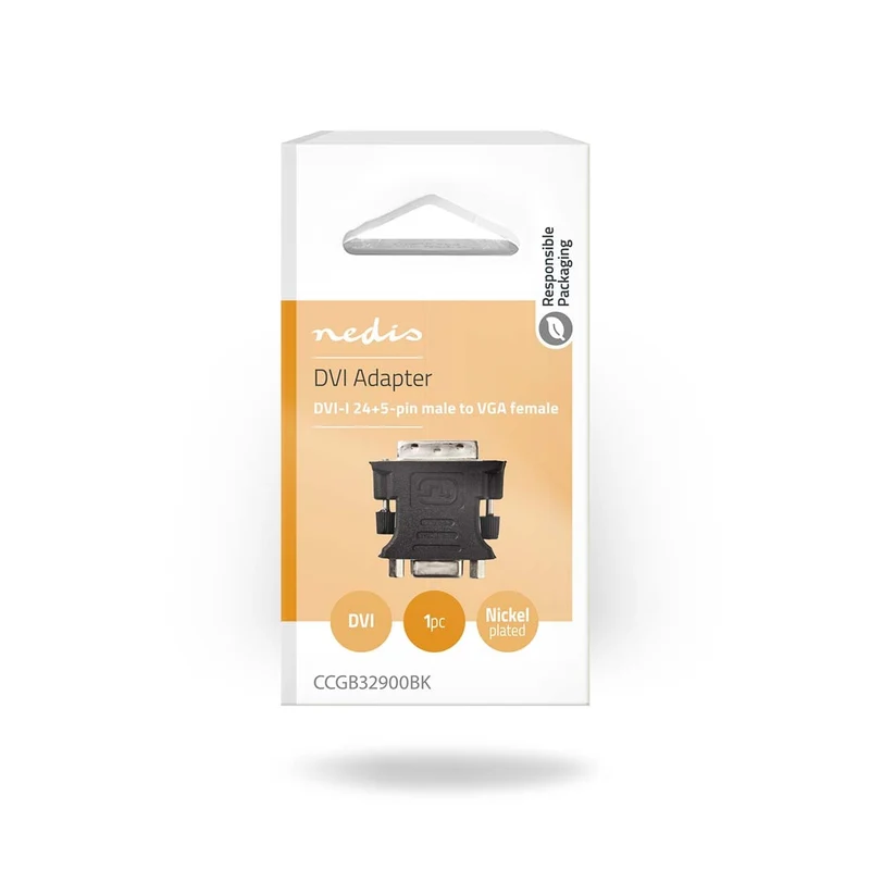 DVI-Adapter DVI-I 24+5-Pin Male - VGA Female 15p - Vernikkeld