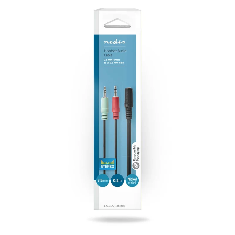Stereo-Audiokabel 3,5 mm Female - 2x 3,5 mm Male - Vernikkeld