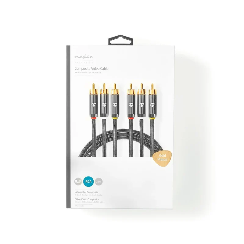 Composiet Videokabel 3x RCA Male - 3x RCA Male - Verguld