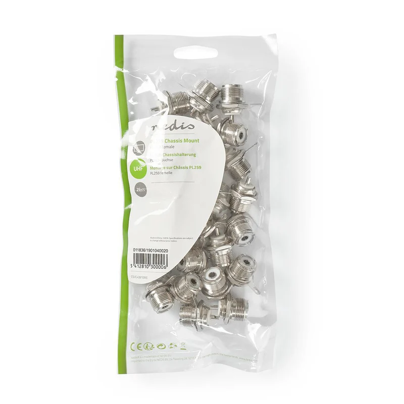PL259-Connector Recht - Female - Vernikkeld