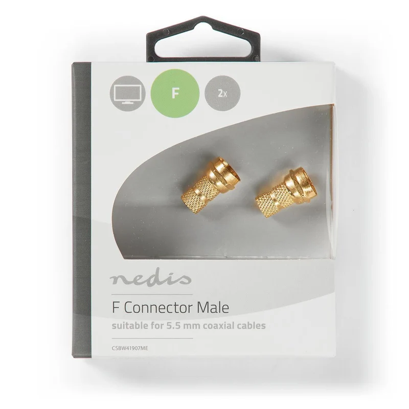 F-Connector Recht - Male - Verguld