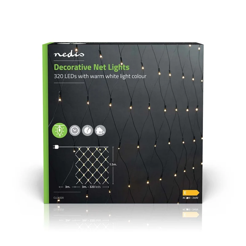 Decoratieve Net Verlichting Warm Wit - 320 LED's - 3 x 1.5 m