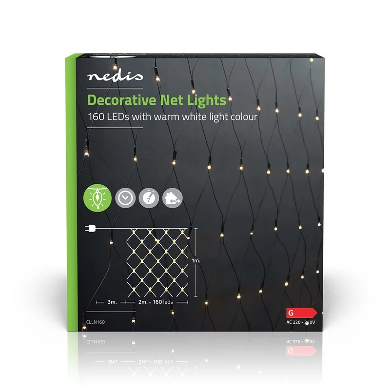 Decoratieve Net Verlichting Warm Wit - 160 LED's - 2 x 1 m