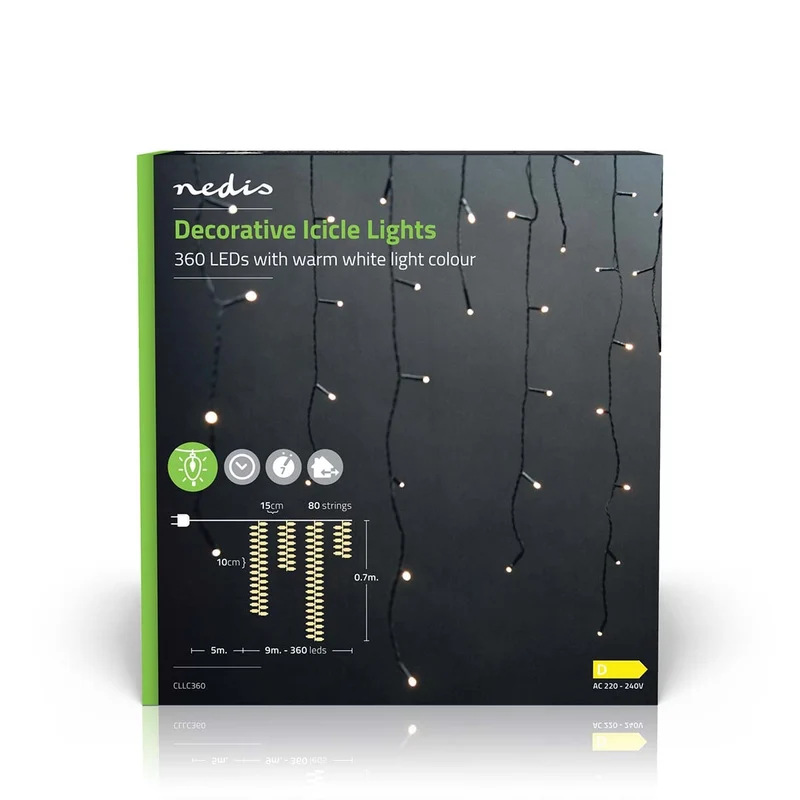 Decoratieve IJspegel Verlichting 360 LED's - Warm Wit - 9.00m