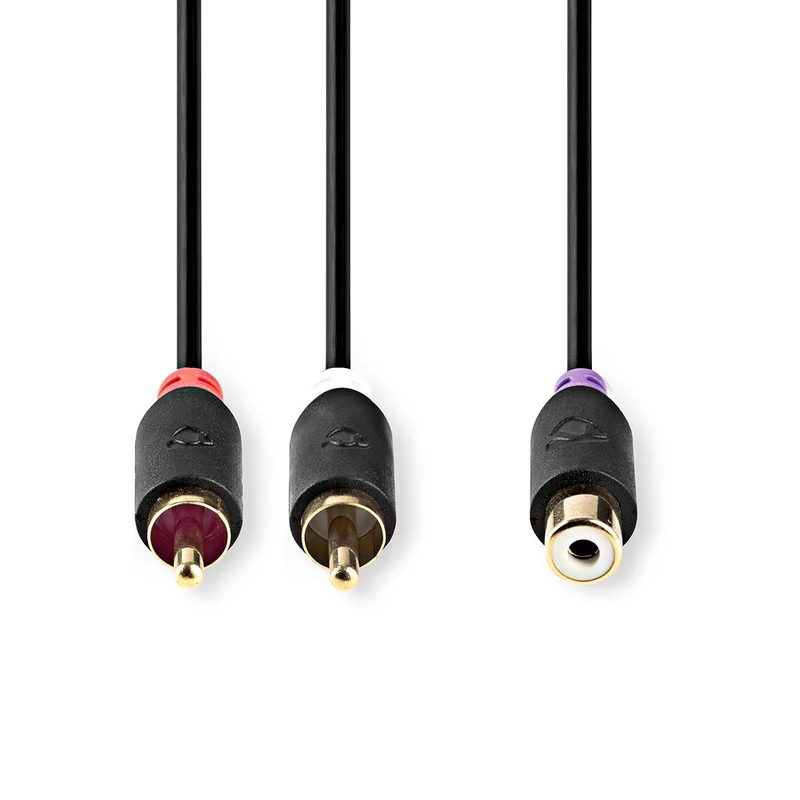 Stereo-Audiokabel 2x RCA Male - RCA Female - Verguld