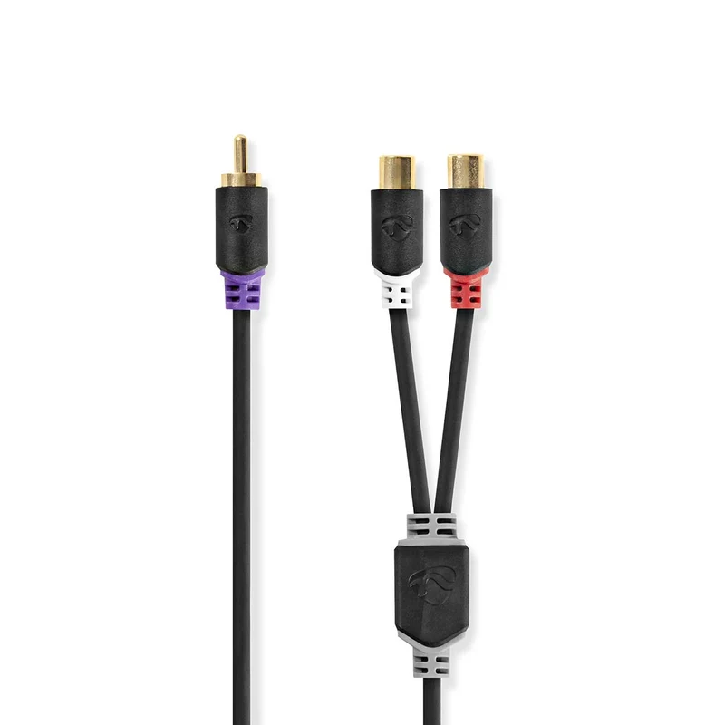 Subwoofer-Kabel RCA Male - 2x RCA Female - Verguld