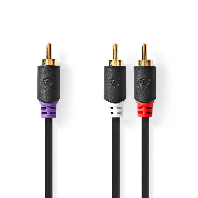 Subwoofer-Kabel RCA Male - 2x RCA Male - Verguld